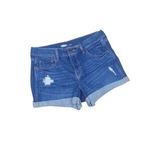 OLD NAVY BOYFRIEND Mid Rise DENIM SHORTS DISTRESSED BLUE JEAN SIZE 6